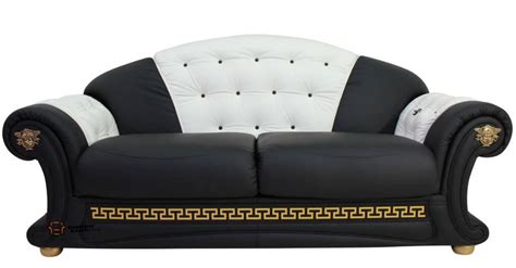 versace black leather sofas|Versace sofa fabric.